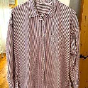 UNIQLO Striped Cotton Poplin Button Up.